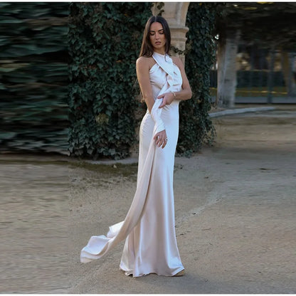 ABITO LUNGO ELEGANTE DONNA – Stile Senza Spalle con Schiena Nuda, Perfetto per l’Estate 2025!