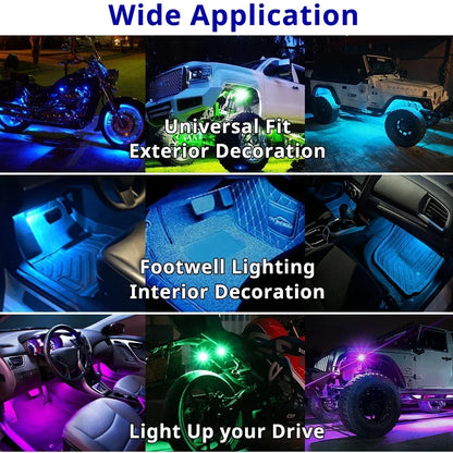 Luci Multiuso - Auto Stroboscopiche RGB Wireless | 8 Colori, 10 Modalità, Telecomando, Ricaricabili | per Esterni/Interni Veicoli