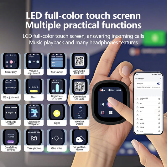 Cuffie con Schermo Touch JH-ANC930Plus - Cancellazione Rumore Ibrida, Schermo LED, Bluetooth 5.3