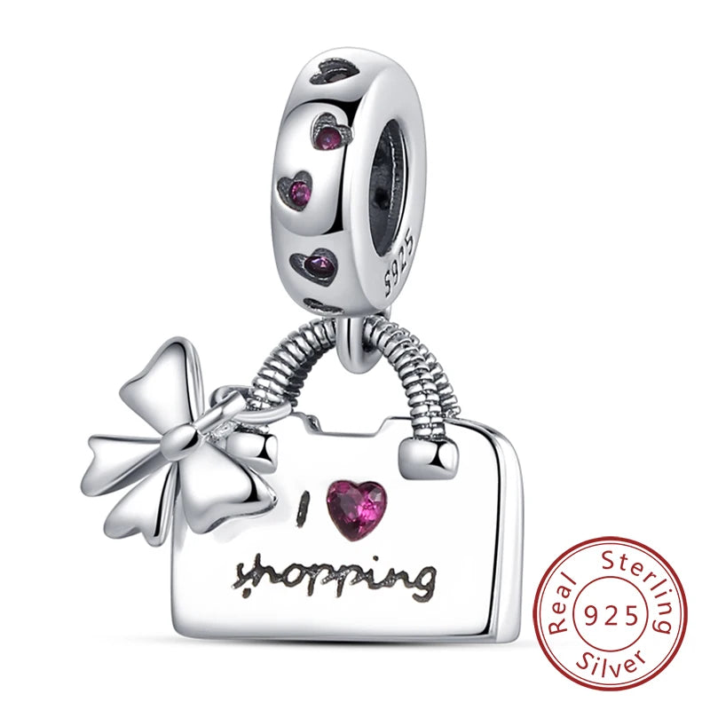 Ciondoli Argento 925 - Fiocco, Bottiglietta Profumo Rosa, Charm Femminili per Bracciali Fai-Da-TeDolci e raffinati, perfetti per creare gioielli unici. Regalo ideale per donne e ragazze!