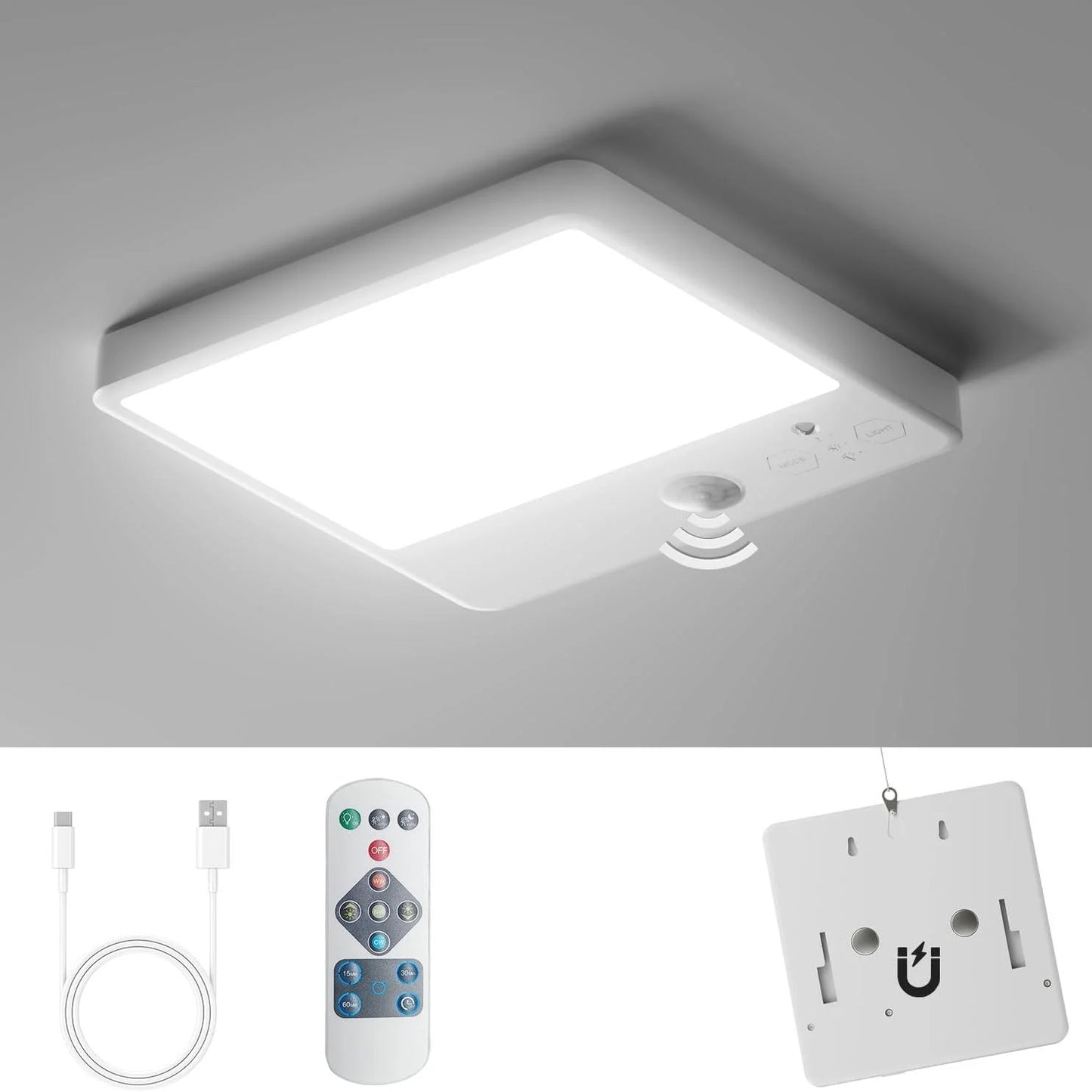 Luce Notturna LED Wireless con Sensore di Movimento | Ricaricabile USB 4000mAh con Telecomando | Illuminazione Intelligente per Scale e Cabine