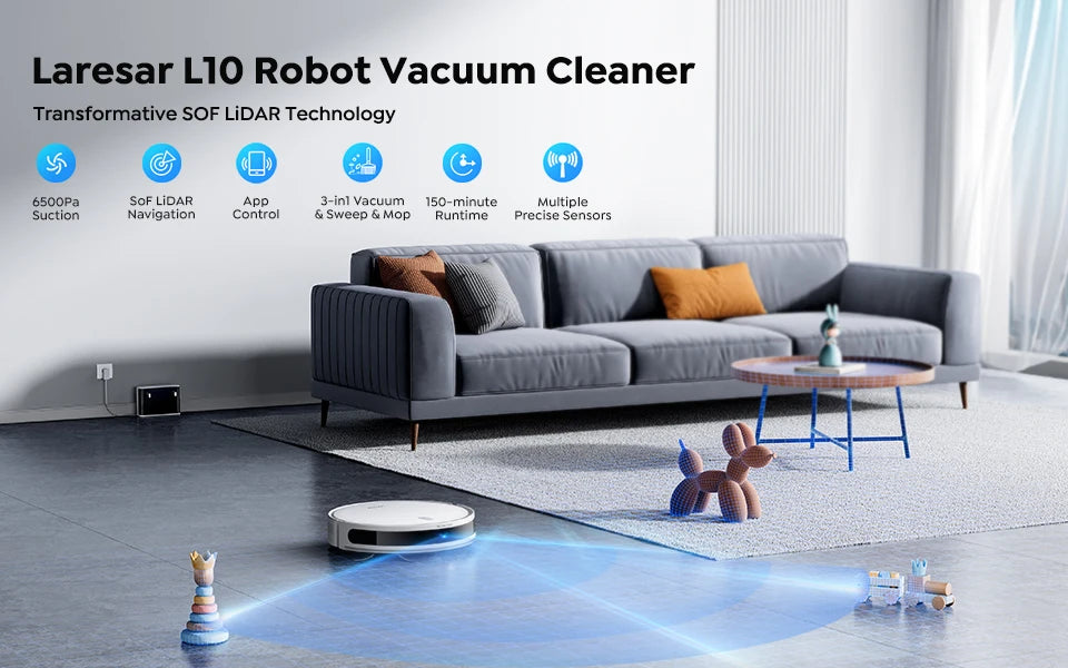 🌟 L10 Robot 2-in-1: Aspira 6500Pa + Mop | LiDAR Smart, App, 150min | Per Pavimenti & Tappeti