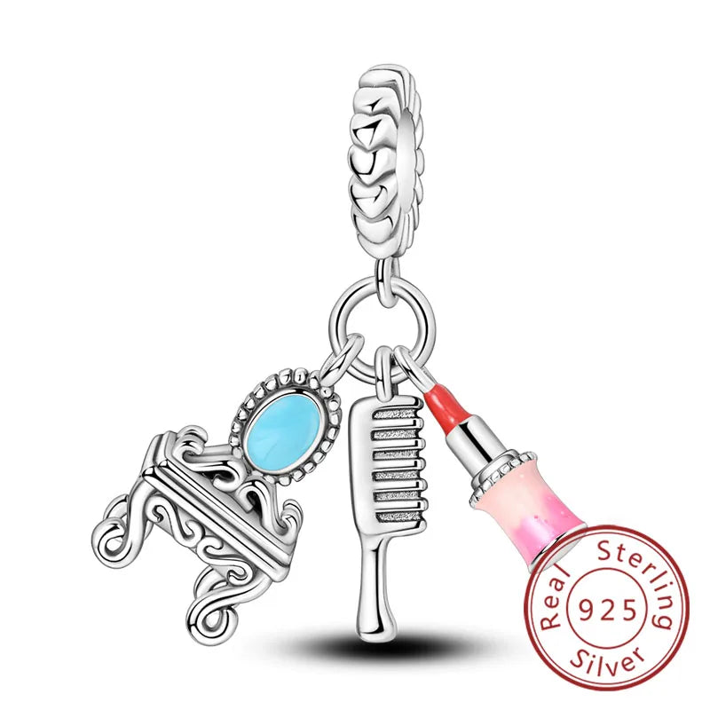Ciondoli Argento 925 - Fiocco, Bottiglietta Profumo Rosa, Charm Femminili per Bracciali Fai-Da-TeDolci e raffinati, perfetti per creare gioielli unici. Regalo ideale per donne e ragazze!