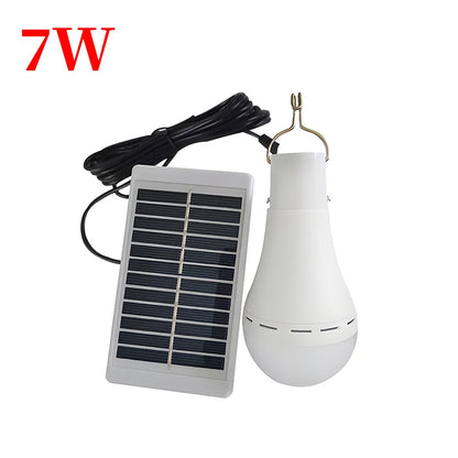 Lampadina Solare LED 7W/9W con Telecomando | Ricaricabile USB + Pannello Solare | Luce Sospensione per Esterno, Campeggio, Emergenza