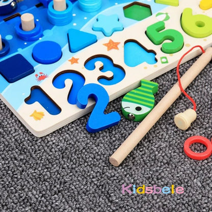 Set Educativo Legno - Puzzle, Conteggio, Pesca Magnetica Montessori 3+