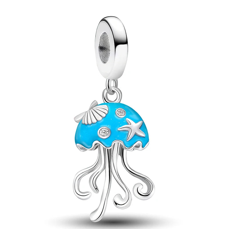 Perline Braccialetto 925 Argento Sterling | Charm Cane, Farfalla, Polpo | Gioielli Fai Da Te