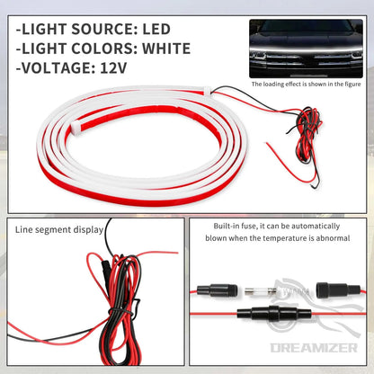 Striscia LED Cofano Auto 180/240cm | Flessibile Impermeabile, Scansione Dinamica, Luci Accensione | Tuning Automotive