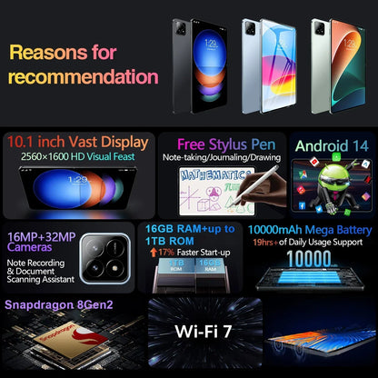 Tablet MI Pad 8S Pro 2026 11" Snapdragon 8 Gen 2 Android 14 16GB+1TB 10000mAh 5G Dual SIM WiFi 4K HD Gaming PC 🚀