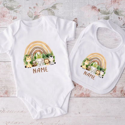 Set Bavaglino e Body Personalizzati con Nome Regalo Per Neonati