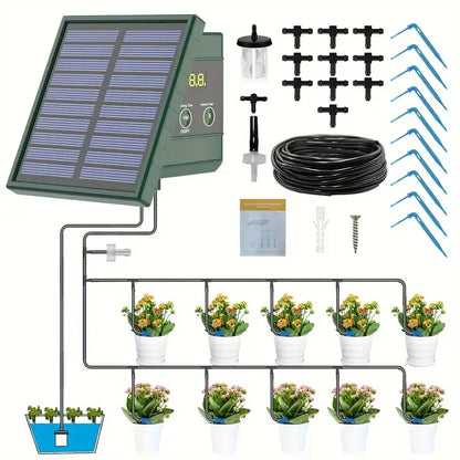 🌱 Sistema di Irrigazione a Goccia Solare Automatico - Kit Fai Da Te per Orti, Serre e Balconi