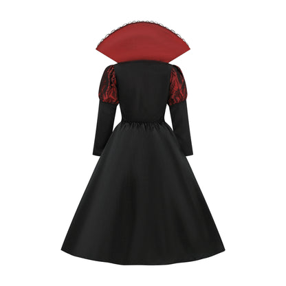 👻 Vestito Sposa Vampiro per Bambini - Maniche a Sbuffo, Stile Gotico con Fiocchi, Per Halloween e Feste!