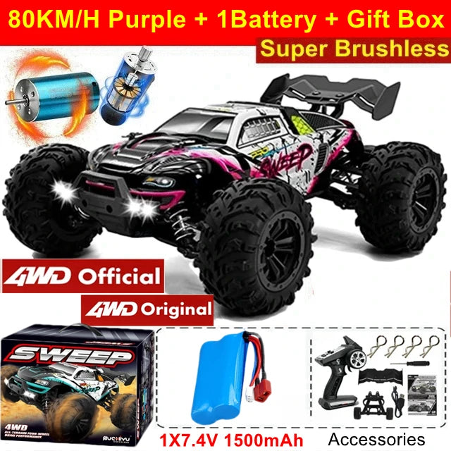 Auto RC 4WD 1:16 80km/h Brushless Off Road Drift Racing Bambini Adulti