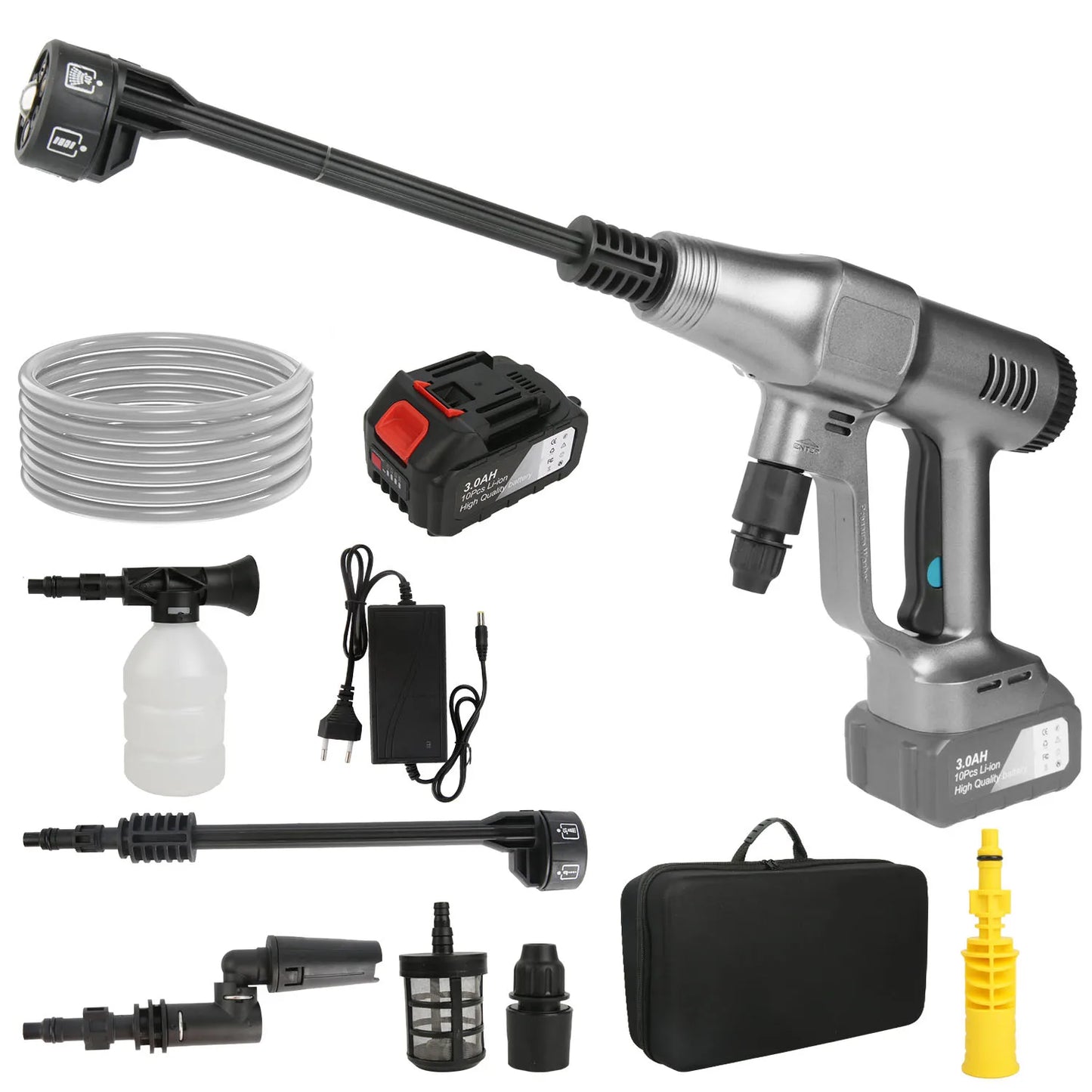 Idropulitrice 200 Bar Senza Spazzole  6 in 1 per Auto, Giardino  Batteria Makita 21V  Pistola Ad Alta Pressione Portatile