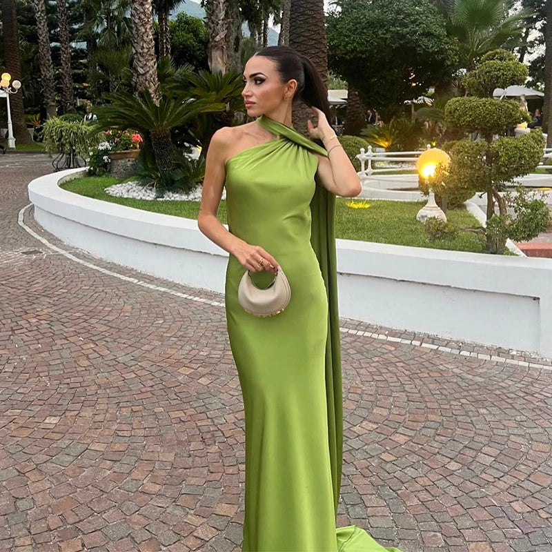 ABITO LUNGO ELEGANTE DONNA – Stile Senza Spalle con Schiena Nuda, Perfetto per l’Estate 2025!