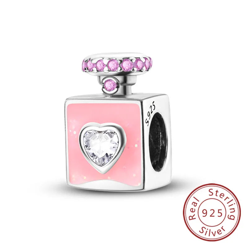 Ciondoli Argento 925 - Fiocco, Bottiglietta Profumo Rosa, Charm Femminili per Bracciali Fai-Da-TeDolci e raffinati, perfetti per creare gioielli unici. Regalo ideale per donne e ragazze!
