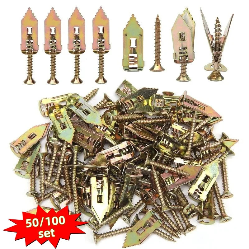 Tasselli Autofilettanti  | 100/50 Pezzi | Ancore a Espansione per Pareti Vuote | Ø12x30mm