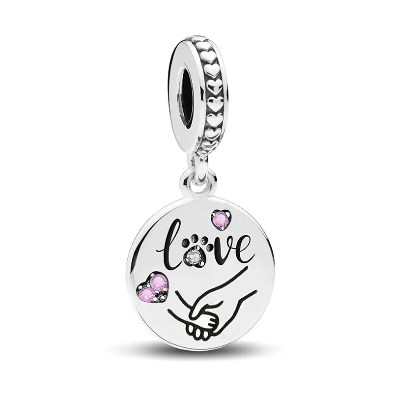 Perline Braccialetto 925 Argento Sterling | Charm Cane, Farfalla, Polpo | Gioielli Fai Da Te