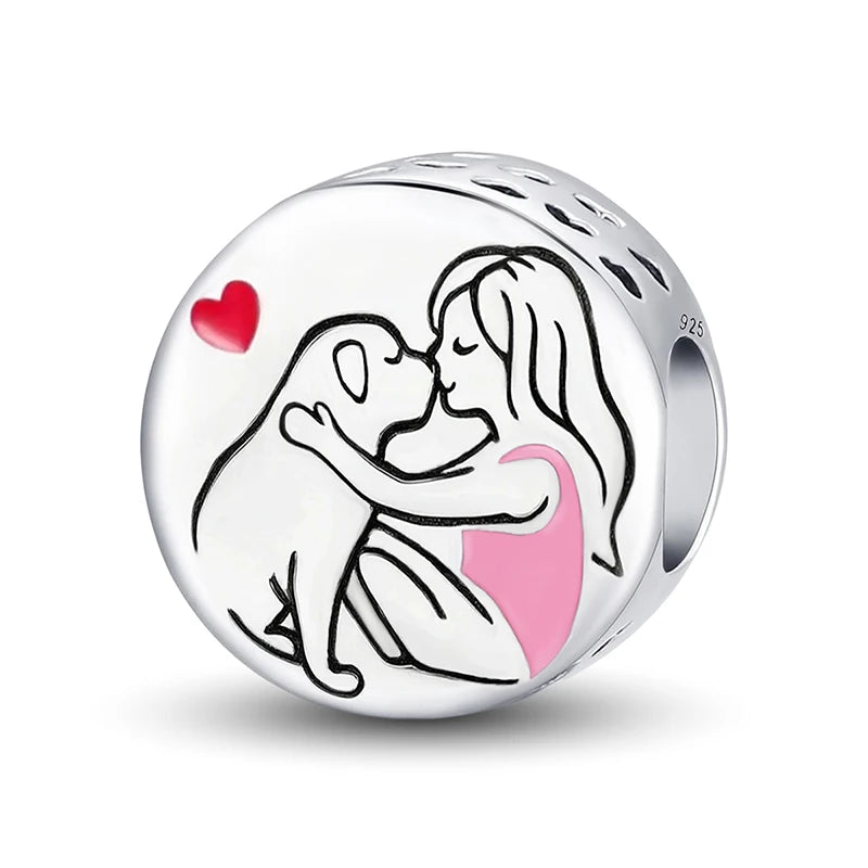 Perline Braccialetto 925 Argento Sterling | Charm Cane, Farfalla, Polpo | Gioielli Fai Da Te