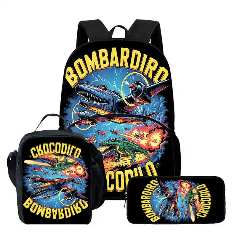 Set Zaino Scolastico 3 Pezzi - Zaino + Portapranzo + Astuccio (5-10 Anni)