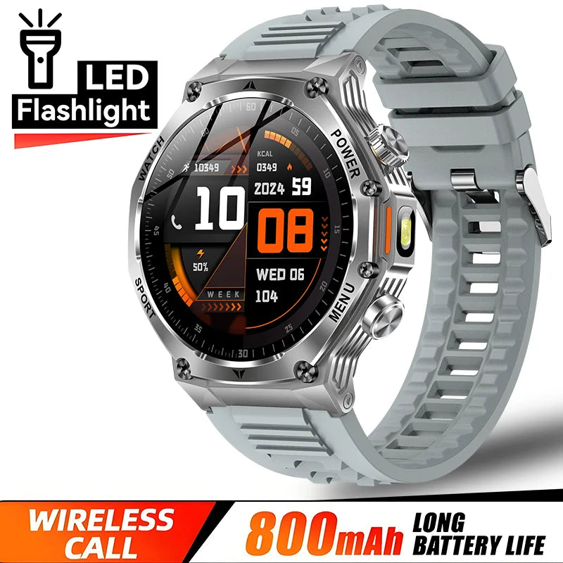 Smartwatch Sportivo Outdoor 2026 | Batteria 800mAh, Schermo AMOLED 1.8", Torcia LED, Bluetooth 5.3, GPS, Impermeabile