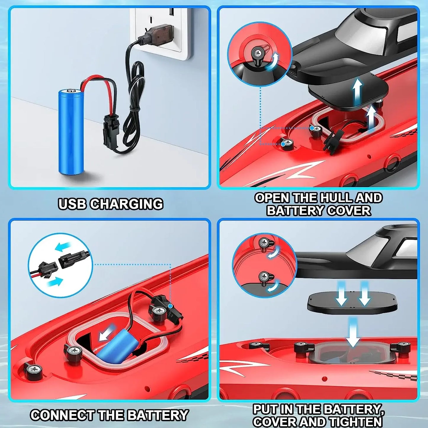 Barca RC 2.4Ghz Ad Alta Velocità - Giocattolo per Bambini Piscina/Lago