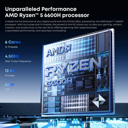 Mini PC Chuwi Ubox | Ryzen 5 6600H | 16GB DDR5 | 512GB SSD | Windows 11 Pro