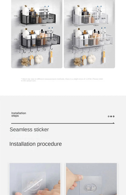 Scaffale Parete Adesivo - Per Cucina, Bagno - No Fori, Porta Oggetti