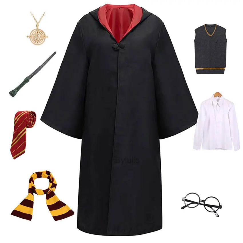 🧙‍♀️ Costume da Mago per Donne e Ragazze - Mantello e Toga Stile Scuola di Magia, Per Halloween e Cosplay!