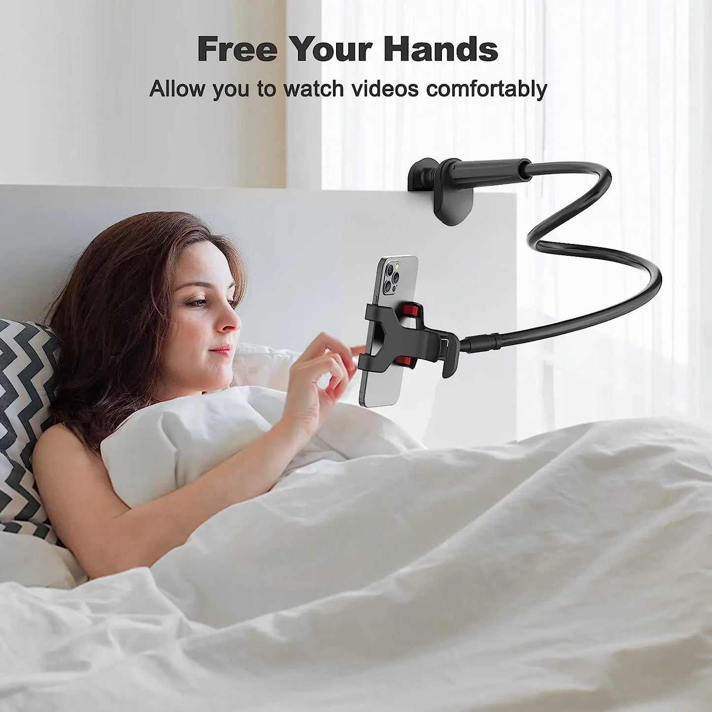 Supporto Telefono Pieghevole 70cm | Braccio Flessibile 360° | Morsetto per Letto Poggiatesta | per iPhone Samsung 3.5-6.7