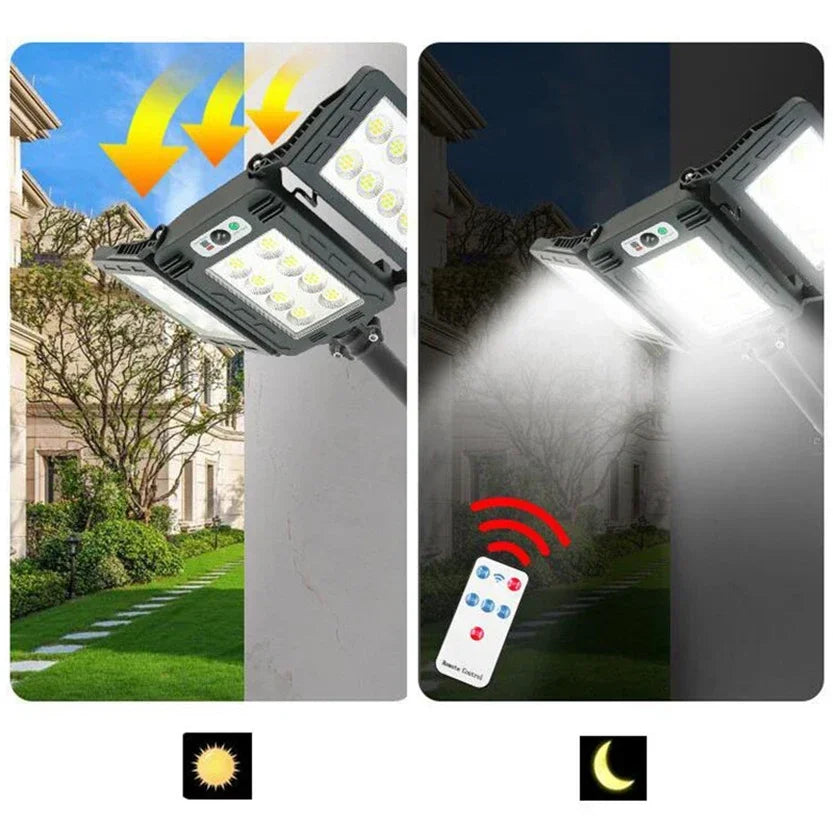 Potente Luce Solare da Esterno 800/600 LED | Sensore di Movimento Radar 10m, Impermeabile IP68 | Lampada da Parete per Giardino, Cortile, Sicurezza
