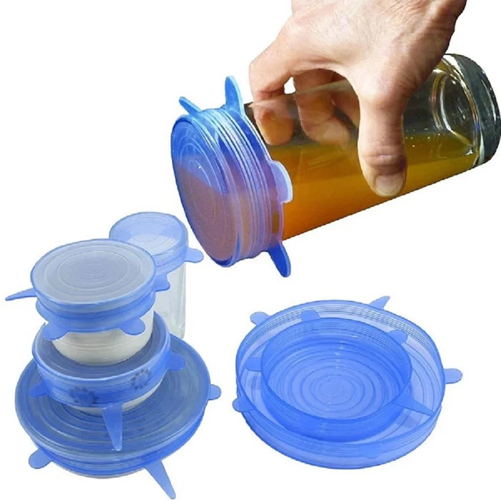Coperchi in Silicone Elastici - Per Frigo, Ciotole e Piatti (6 Pezzi)
