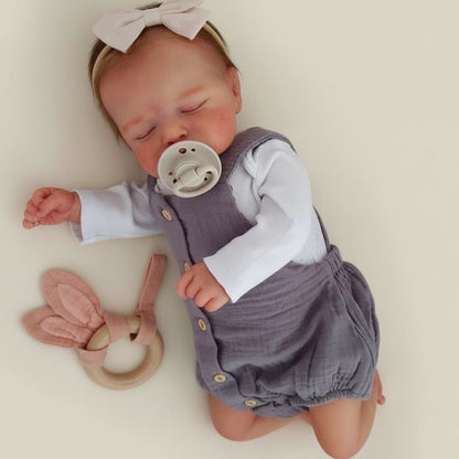 Bambola Reborn Rosalie - 46 cm Fatta a Mano, Pelle Realistica con Vene Visibili, Capelli Radicati, Addormentata - Regalo Perfetto