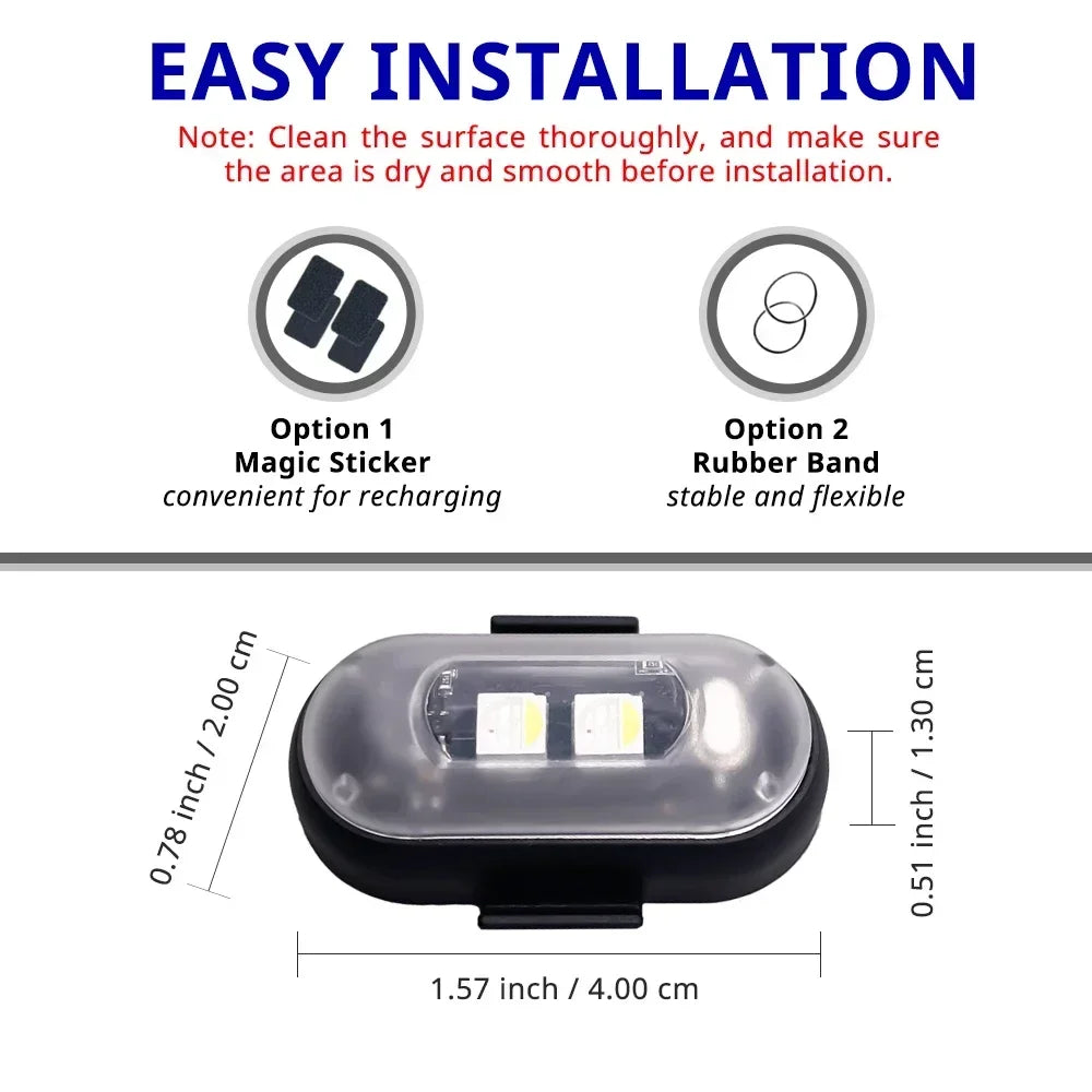 Luci Multiuso - Auto Stroboscopiche RGB Wireless | 8 Colori, 10 Modalità, Telecomando, Ricaricabili | per Esterni/Interni Veicoli