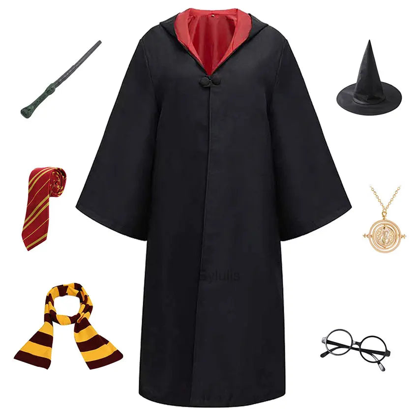 🧙‍♀️ Costume da Mago per Donne e Ragazze - Mantello e Toga Stile Scuola di Magia, Per Halloween e Cosplay!
