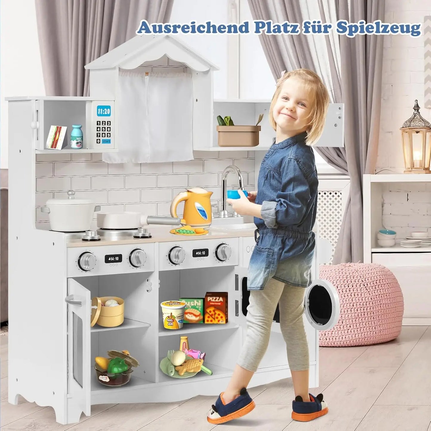 Cucina Giocattolo Bambini in Legno 🍳 | Con Lavatrice e Microonde | Regalo Compleanno