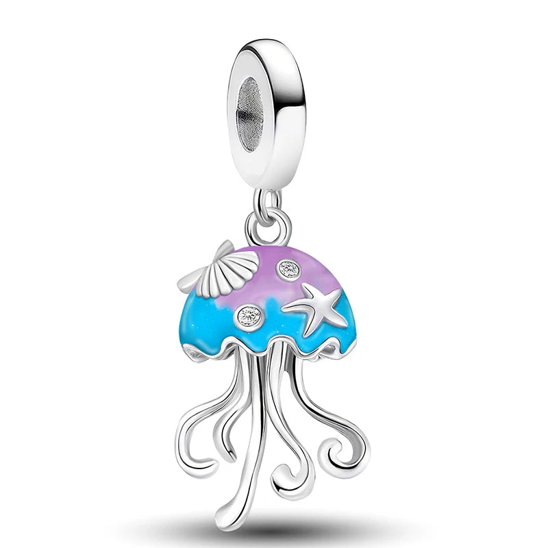 Perline Braccialetto 925 Argento Sterling | Charm Cane, Farfalla, Polpo | Gioielli Fai Da Te