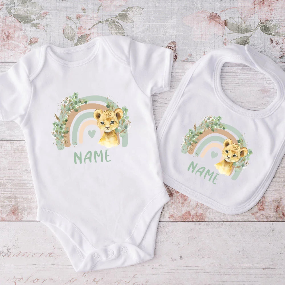 Set Bavaglino e Body Personalizzati con Nome Regalo Per Neonati