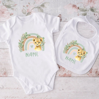 Set Bavaglino e Body Personalizzati con Nome Regalo Per Neonati