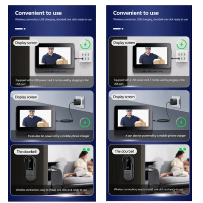 Video Citofono Wireless con Campanello | Schermo IPS 4.3", Visione Notturna IR, Impermeabile | Campanello Visivo per Casa, Ufficio, Appartamento