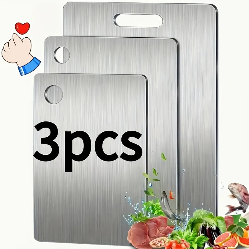 🔪 Set 3 Taglieri Acciaio Inox - Antiscivolo, Senza BPA, Salvaspazio!
Perfetti per carne, pesce e verdure. Scanalatura per succhi e lavabili in lavastoviglie!