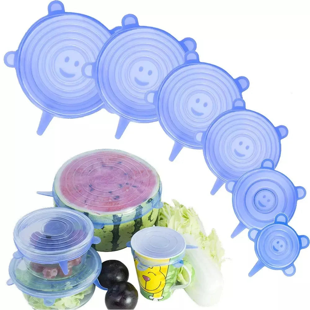 Coperchi in Silicone Elastici - Per Frigo, Ciotole e Piatti (6 Pezzi)