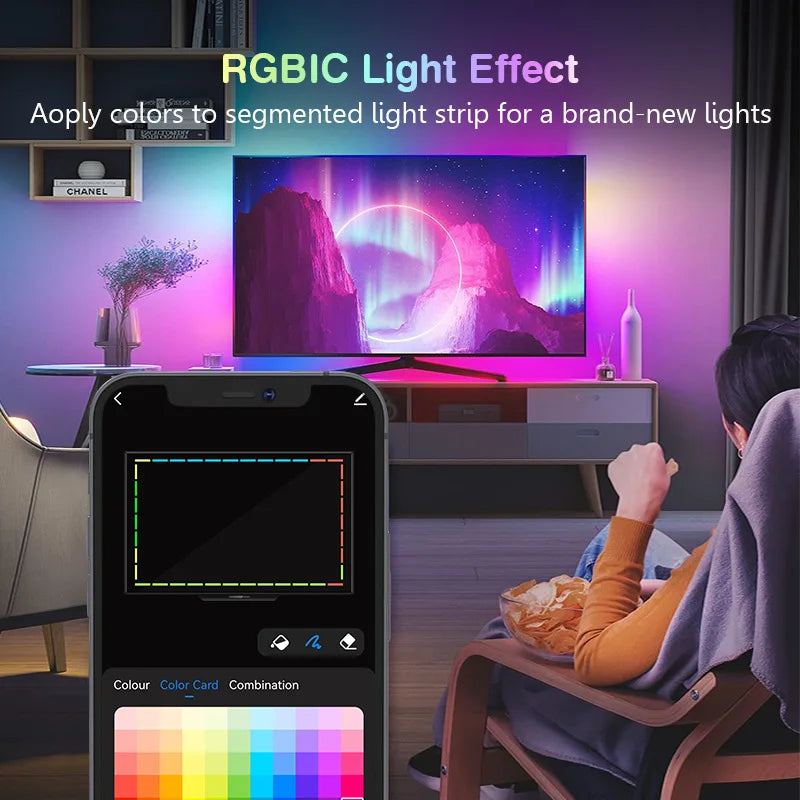 Luce Ambiente Sincronizzazione TV/Schermo, APP Control, Effetti Musicali