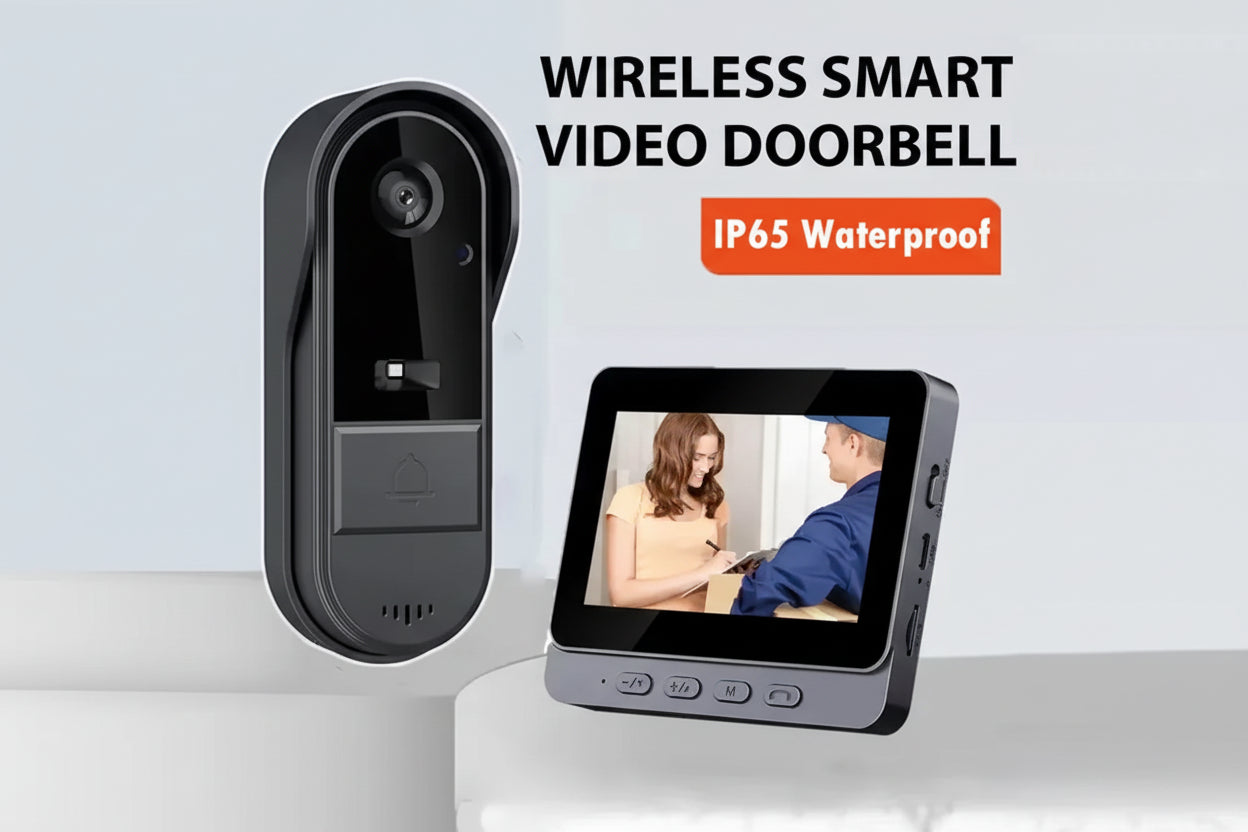 Video Citofono Wireless con Campanello | Schermo IPS 4.3", Visione Notturna IR, Impermeabile | Campanello Visivo per Casa, Ufficio, Appartamento