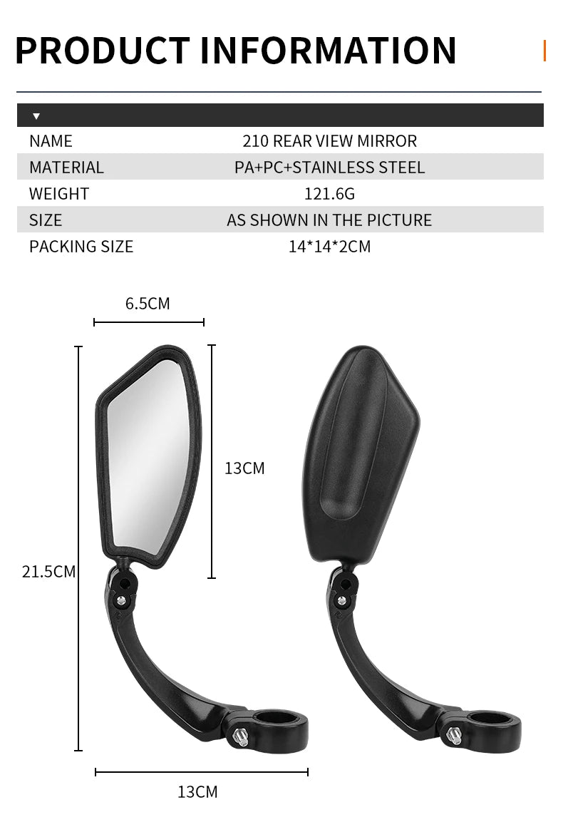 Specchietto Retrovisore Bici 360° HD – Acciaio Inossidabile, Montaggio Universale