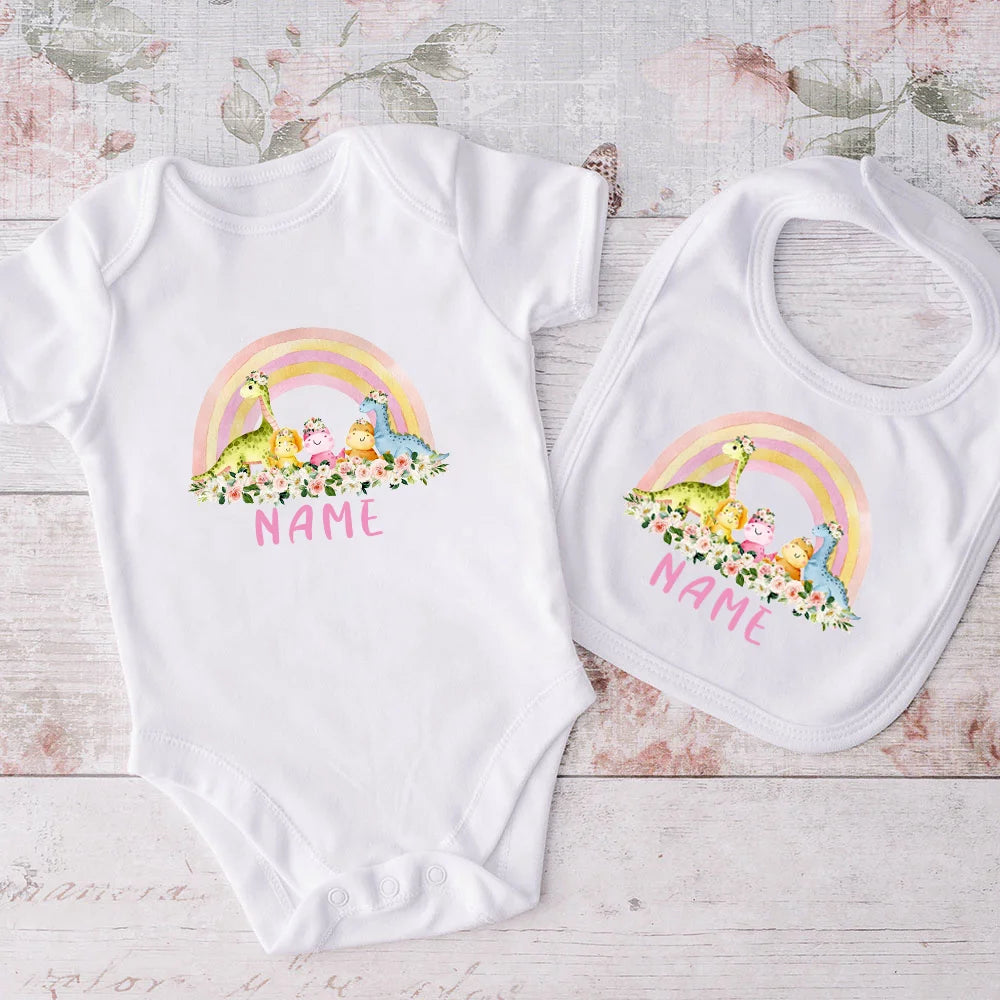 Set Bavaglino e Body Personalizzati con Nome Regalo Per Neonati