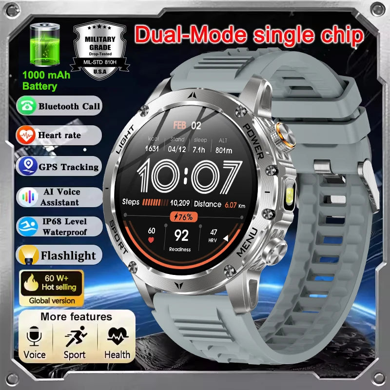 Smartwatch Militare T-Rex 3 Ultra 2026 | Batteria 1000mAh | IP68 GPS | Chiamate Bluetooth Sport