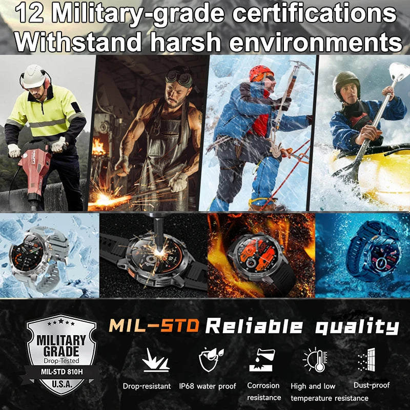 Smartwatch Militare T-Rex 3 Ultra 2026 | Batteria 1000mAh | IP68 GPS | Chiamate Bluetooth Sport