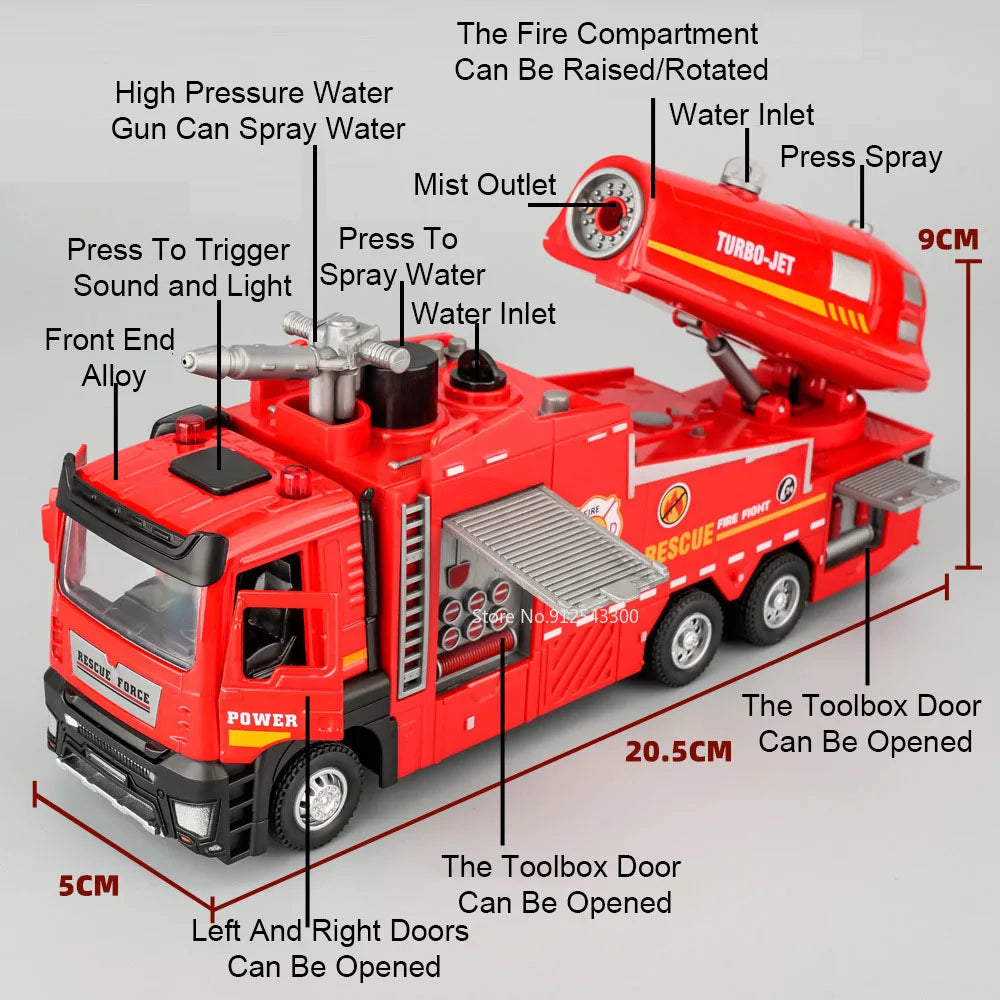 Camion Pompieri Scala 1:32 🚒 | Spruzzo Acqua, Luci e Suoni | Regalo Perfetto