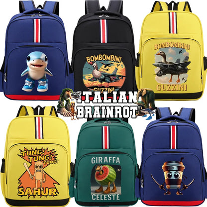 🎒 Zaino Scolastico "Italian Brainrot" - Stampa Cartoon Unica! ✨ Capienza XXL + Design Esclusivo - Per Studenti Fashion!