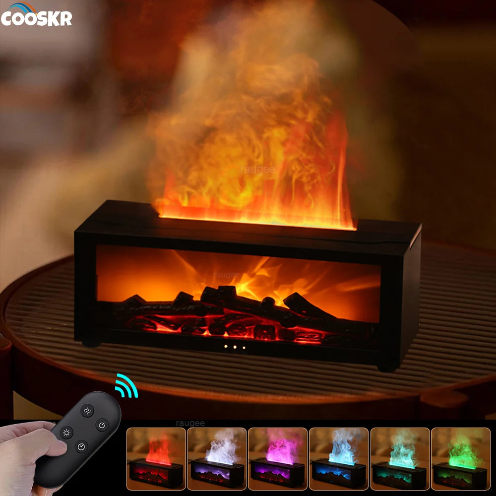 Diffusore Aroma con Fiamma Effetto Realistico! Controllo Remoto,Luci LED e Umidificatore - Crea la Tua Atmosfera Magica!